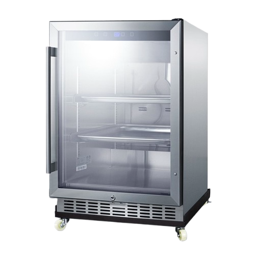 Accucold 24" Wide Outdoor Mini Reach-In Beverage Center with Dolly | Model SCR611GLOSRI - Microscope Marketplace