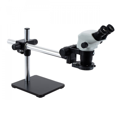 Unitron Z645 Zoom Stereo Microscope, Binocular with Boom Stand | 0.5x Aux Objective | LED140 Ring Light - microscopemarketplace