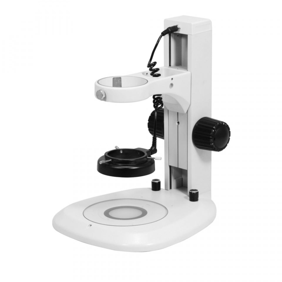 Munday Microscope Track Stand | 76mm Coarse Focus Rack | LED Ring Light (Dimmable) - microscopemarketplace