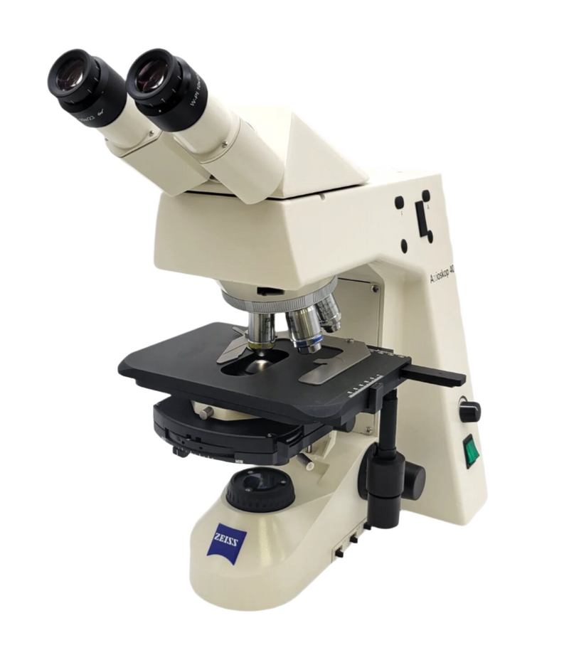 Zeiss Microscope Axioskop 40 with Phase Contrast and 10x, 40x, 100x - microscopemarketplace