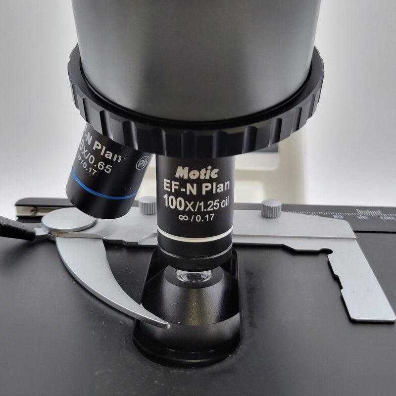 Motic Microscope BA310 with 4x, 10x, 40x, and 100x Oil Objectives - microscopemarketplace