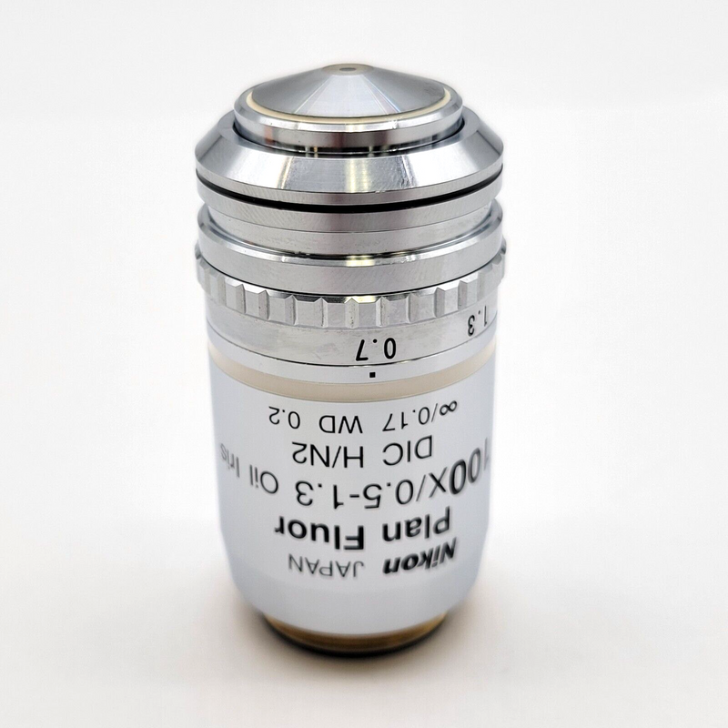 Nikon Microscope Objective CFI Plan Fluor 100x / 0.5-1.3 Oil Iris DIC ∞/0.17 - microscopemarketplace