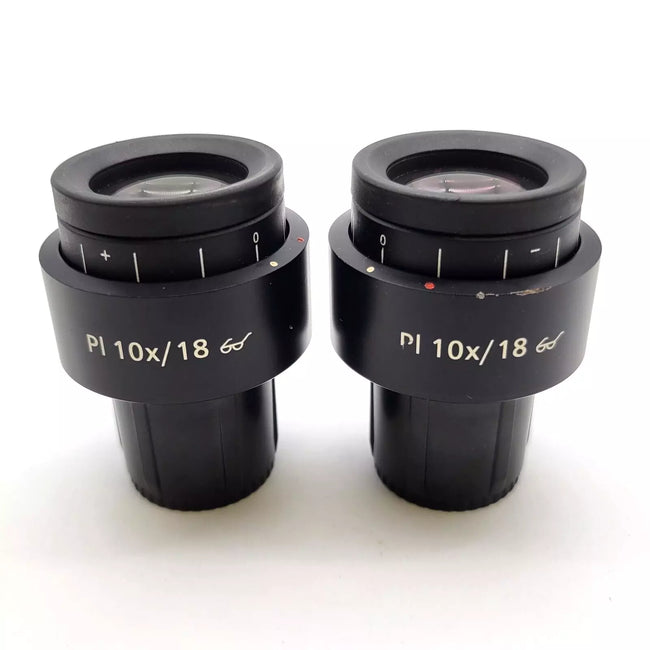Zeiss Microscope Eyepiece Pair Pl 10x/18 444132 Focusing Eyepieces