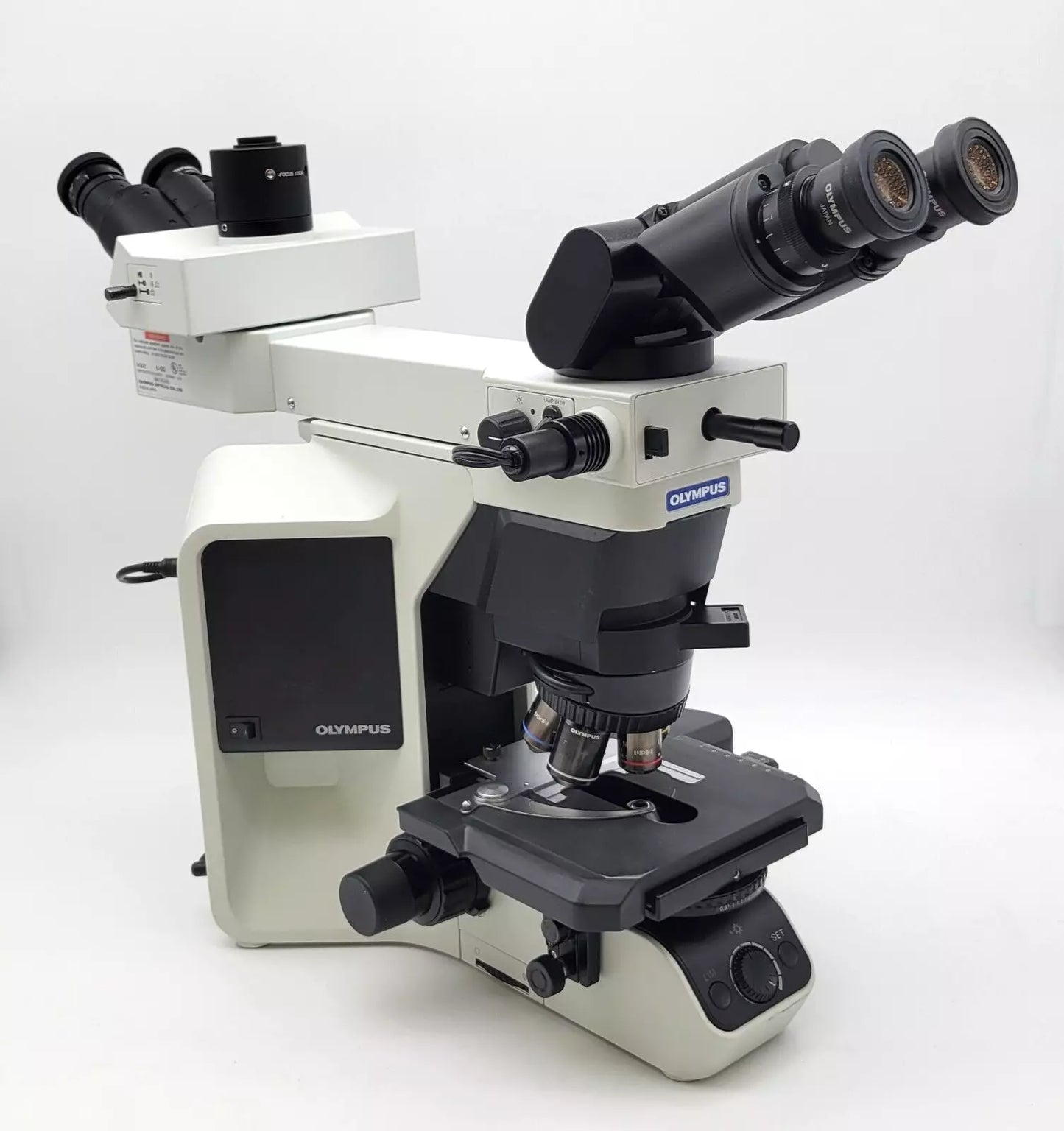 Olympus Microscope BX46 w. Front to Back Bridge, 2x & Fluorites Pathology / Mohs - Microscope Marketplace