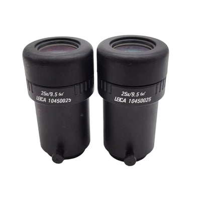 Leica Stereo Microscope 25x/9.5 Eyepieces 10450025 w. Reticle 25x Eyepiece Pair - Microscope Marketplace