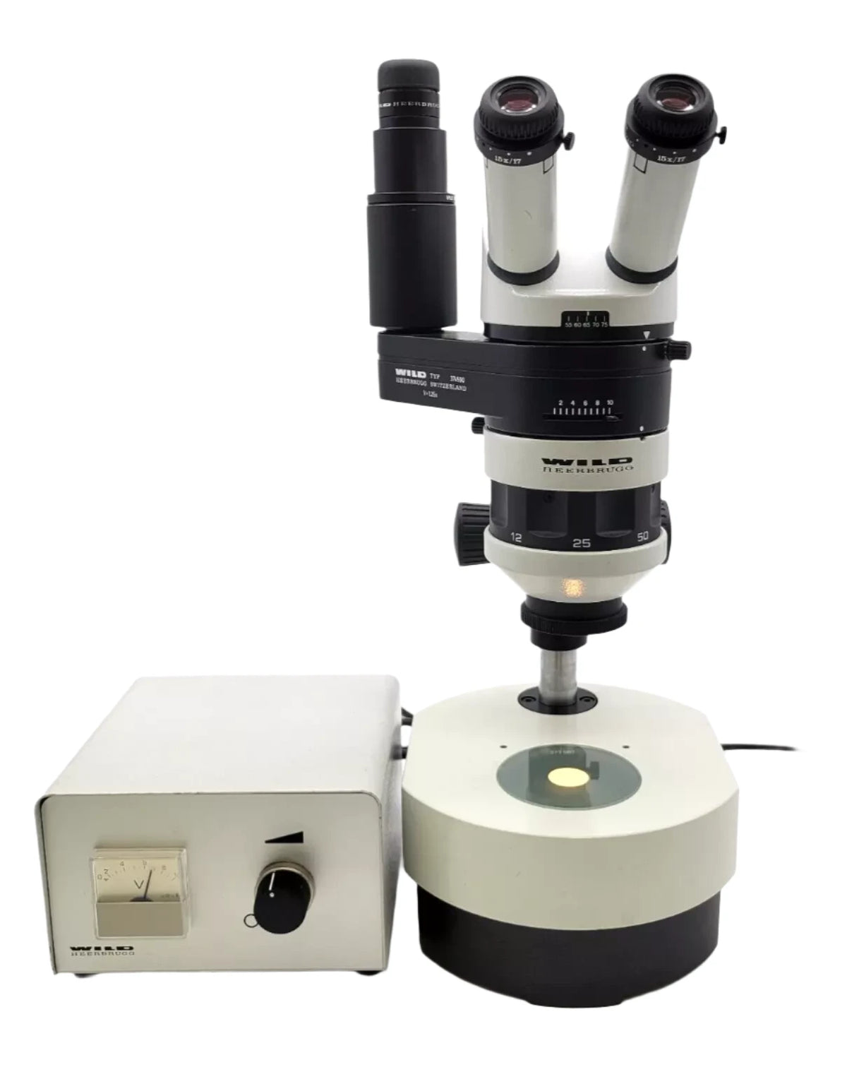 Wilde Microscope Wild Heerbrugg Stereo Microscope M5A with Phototube and Transmitted ...