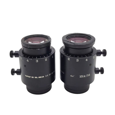 Wild Heerbrugg Stereo Microscope 15x Eyepiece Pair 15x/14 - microscopemarketplace