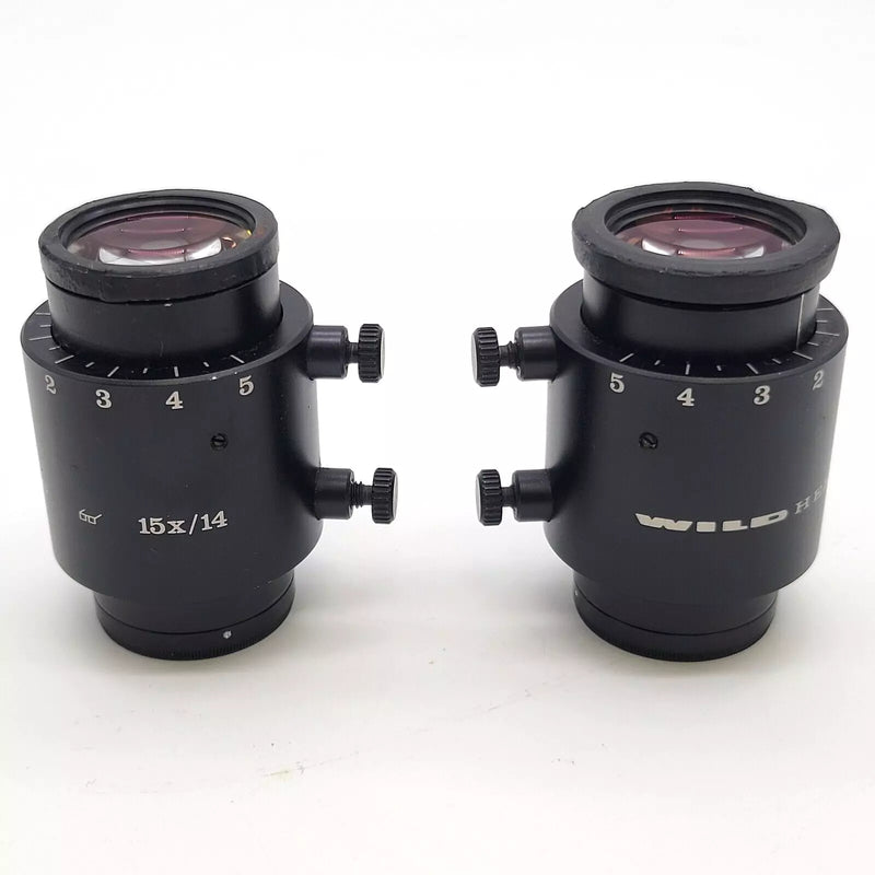 Wild Heerbrugg Stereo Microscope 15x Eyepiece Pair 15x/14 - microscopemarketplace