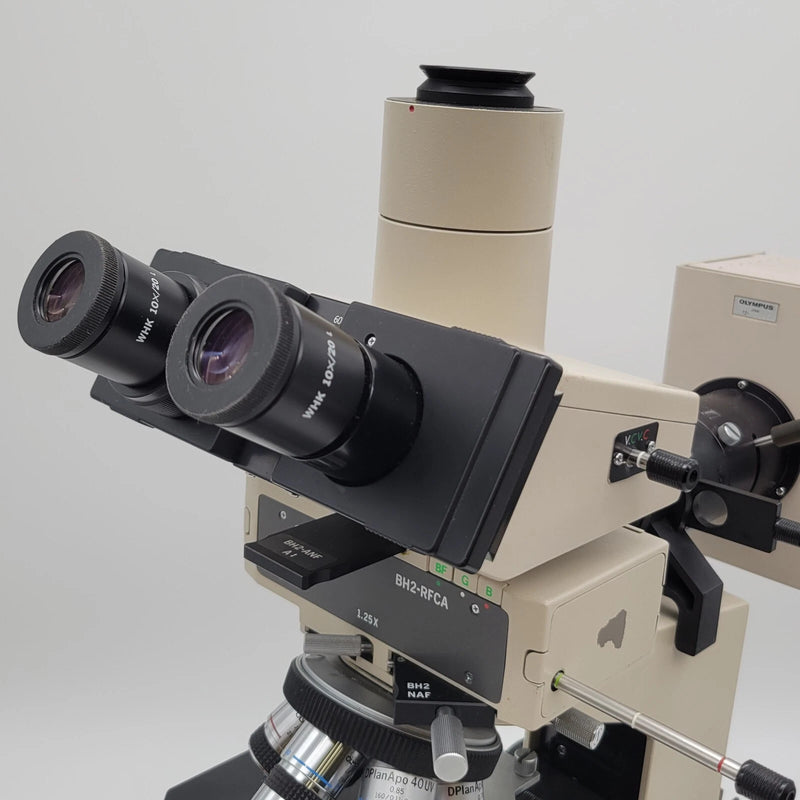 Olympus Microscope BH2 with DIC / NIC, Fluorescence, & Nanodyne LED Light BH-2 - microscopemarketplace