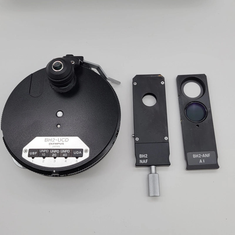 Olympus Microscope BH2 with DIC / NIC, Fluorescence, & Nanodyne LED Light BH-2 - microscopemarketplace