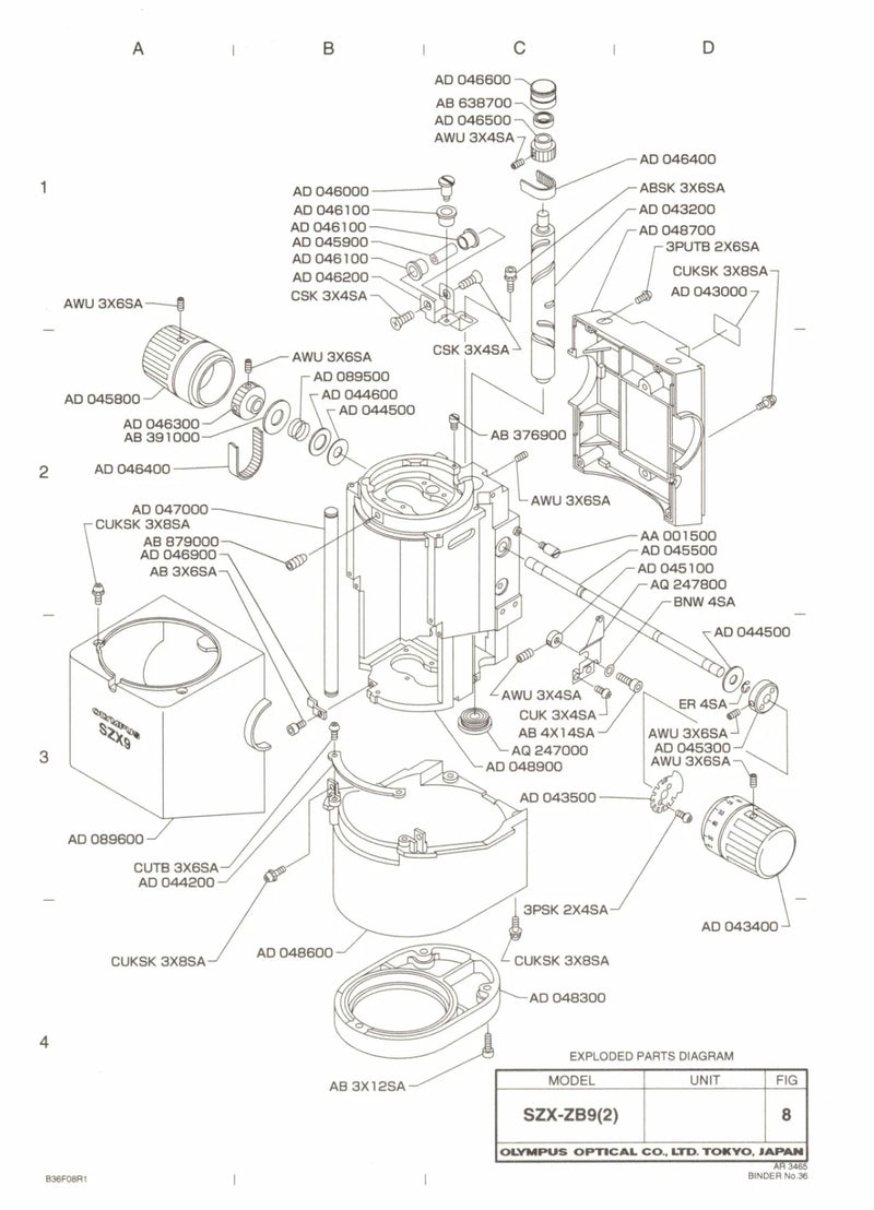 Olympus Stereo Microscope SZX9 & SZX12 Zoom Shaft Replacement / Repair Part - microscopemarketplace