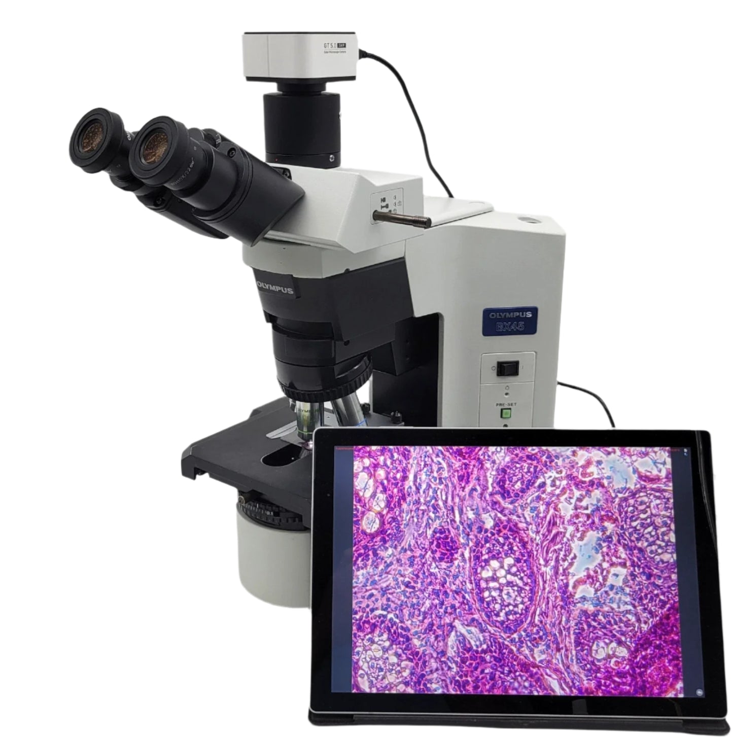 Olympus Microscope BX45 with Phase Contrast, Trinocular Head & Camera (Copy) - microscopemarketplace