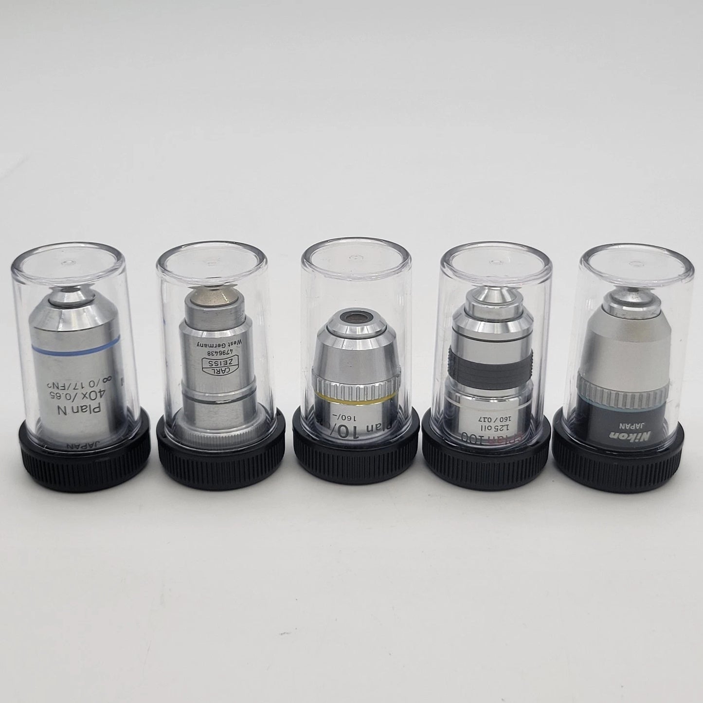Microscope Objective Case Set of 5 Cases for RMS Thread - microscopemarketplace