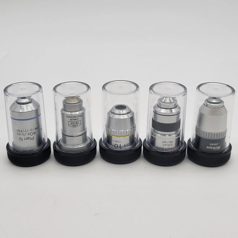 Microscope Objective Case Set of 5 Cases for RMS Thread - microscopemarketplace