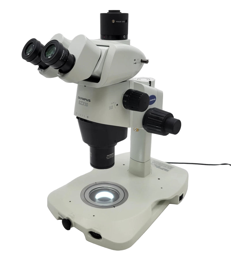 Olympus Stereo Microscope SZX10 DF with LED Transmitted Light Stand & Trinocular - microscopemarketplace
