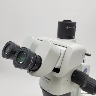 Olympus Stereo Microscope SZX10 DF with LED Transmitted Light Stand & Trinocular - microscopemarketplace