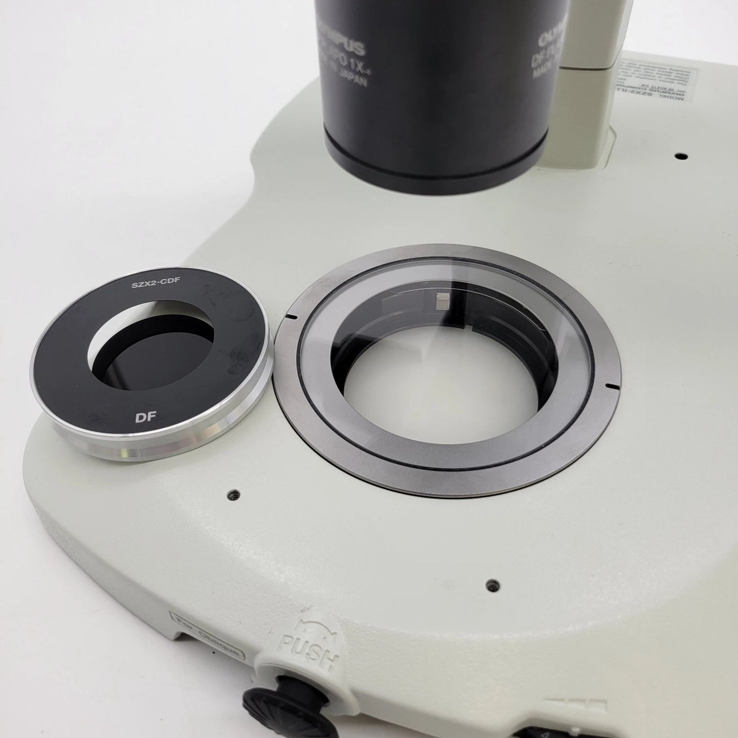 Olympus Stereo Microscope SZX10 DF with LED Transmitted Light Stand & Trinocular - microscopemarketplace