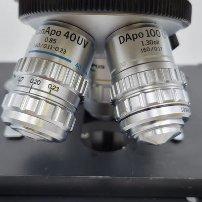 Olympus Microscope BH-2 with DplanApo UV Objectives and Trinocular Head - Microscope Marketplace