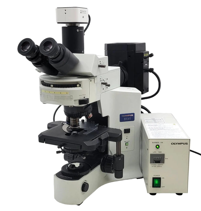 Olympus Microscope BX41 with FISH Fluorescence, Trinocular Head and Camera - Microscope Marketplace