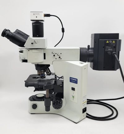 Olympus Microscope BX41 with FISH Fluorescence, Trinocular Head and Camera - Microscope Marketplace