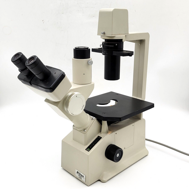 Nikon Microscope Inverted TMS Phase Contrast Tissue Culture with Trinocular Head - microscopemarketplace