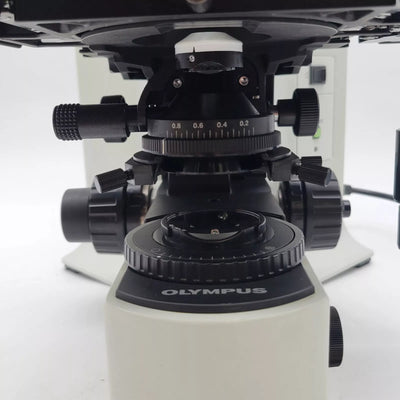 Olympus Microscope BX41 w. Front to Back Bridge, 2x & Fluorites Pathology / Mohs - microscopemarketplace