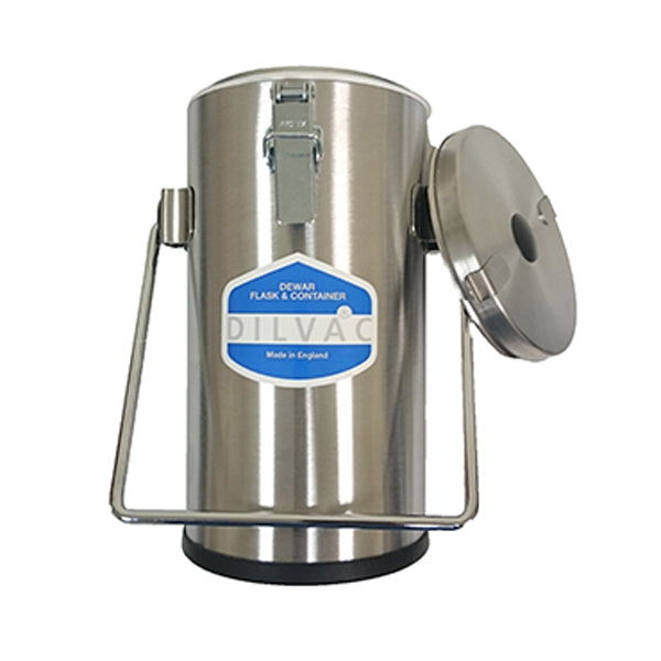 Scilogex 2 Liter Stainless Steel Cased Dewar Flask with Lid Clips and Handle - microscopemarketplace