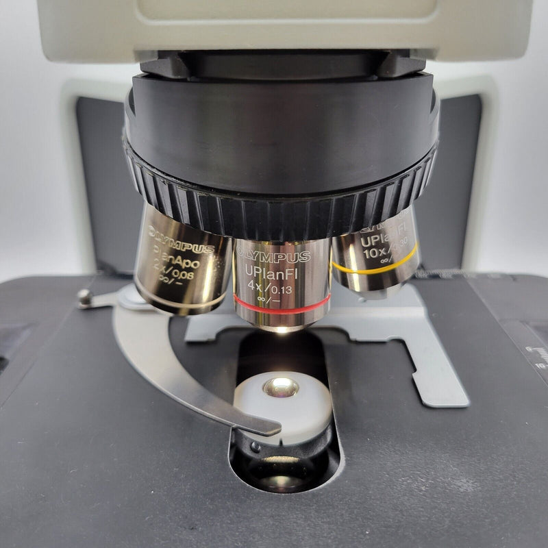 Olympus Microscope BX43 w/ Fluorites, Trinocular Head, & Dual Bridge Pathology - microscopemarketplace