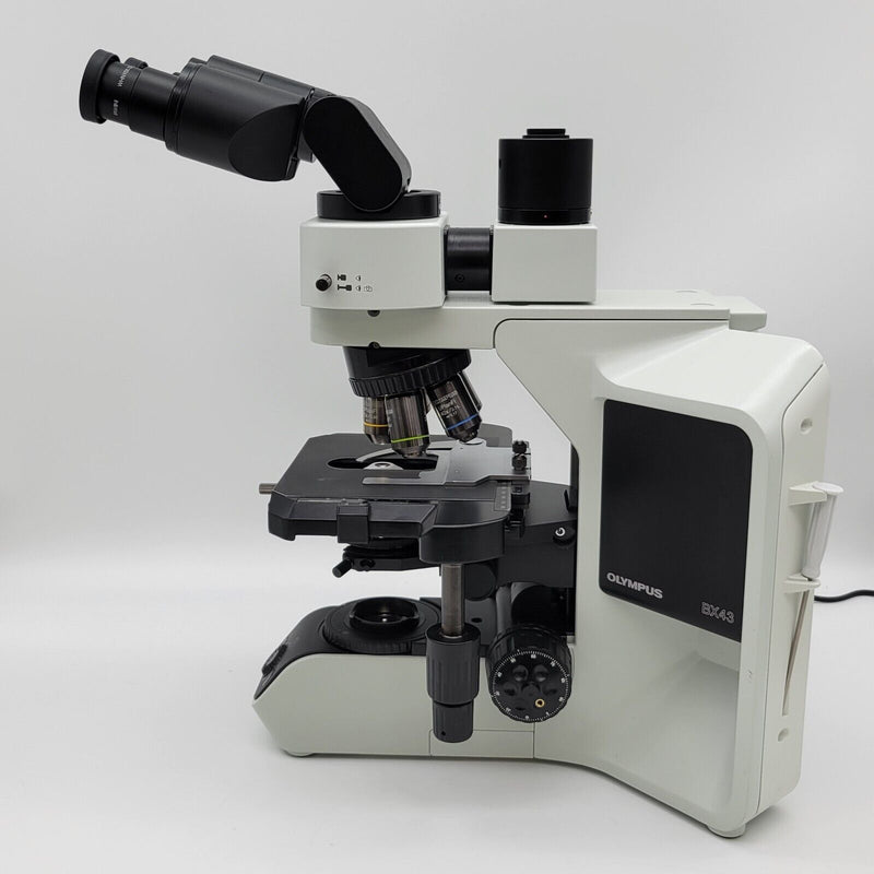 Olympus Microscope BX43 with Fluorites, Tilting Head, & Phototube for Pathology - microscopemarketplace