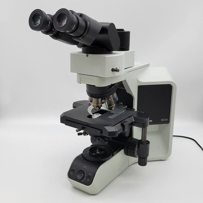 Olympus Microscope BX43 with Fluorites, Tilting Head, & Phototube for Pathology - microscopemarketplace