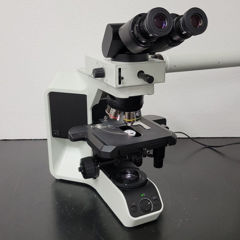 Olympus Microscope BX43 with Fluorites & Side by Side Dual Head Bridge Pathology - microscopemarketplace