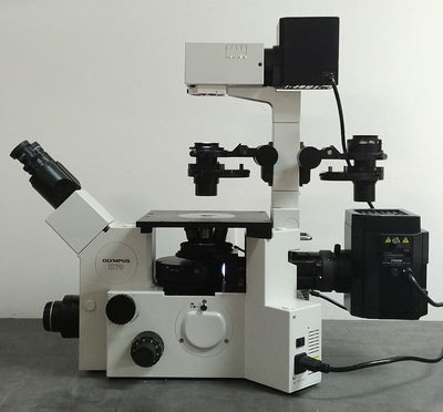 Olympus Microscope IX70 Dual Condensers w/ Fluorescence, Phase Contrast, and DIC - microscopemarketplace