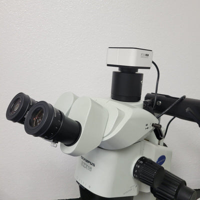 Olympus Stereo Microscope SZX16 with Trinocular Head, Camera, and Boomstand - microscopemarketplace