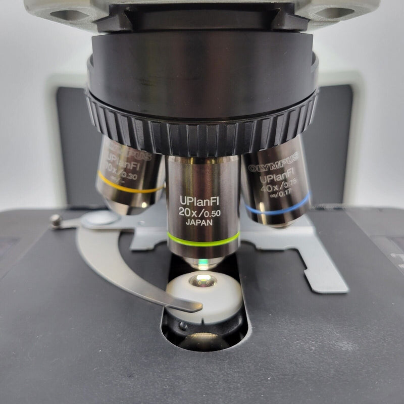 Olympus Microscope BX43 with Fluorites, Tilting Head, & Phototube for Pathology - microscopemarketplace