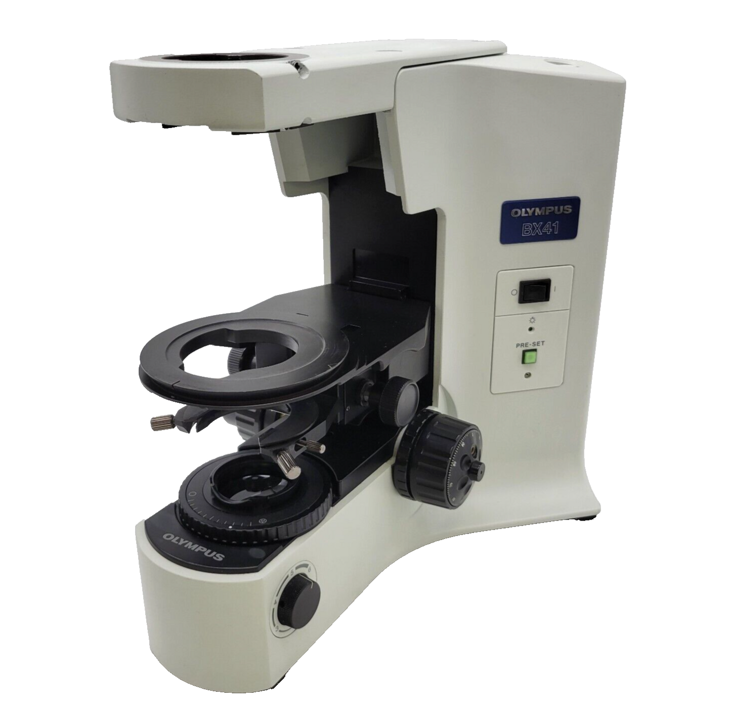 Olympus Microscope BX41 Stand w. Stage Bracket Fully Serviced - microscopemarketplace