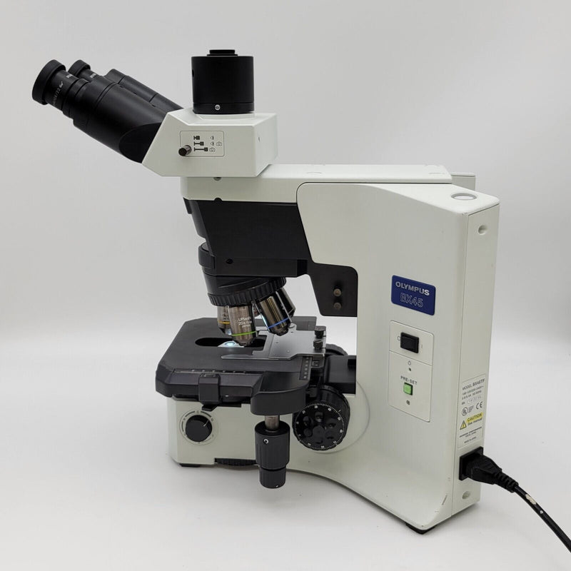 Olympus Microscope BX45 Pathology / Mohs with Fluorites and Trinocular Head - microscopemarketplace