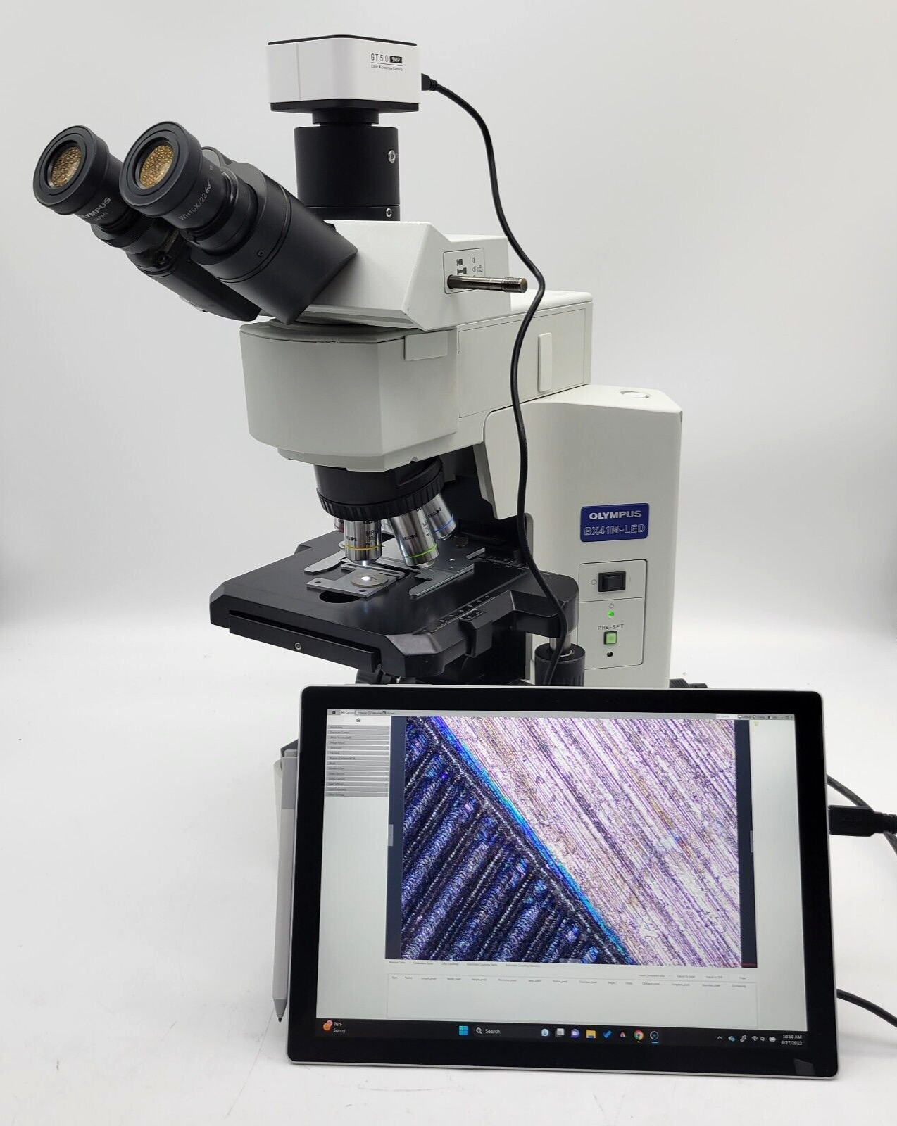 Olympus Microscope BX41M-LED Mettalurgical with Trinocular Head and Camera - microscopemarketplace