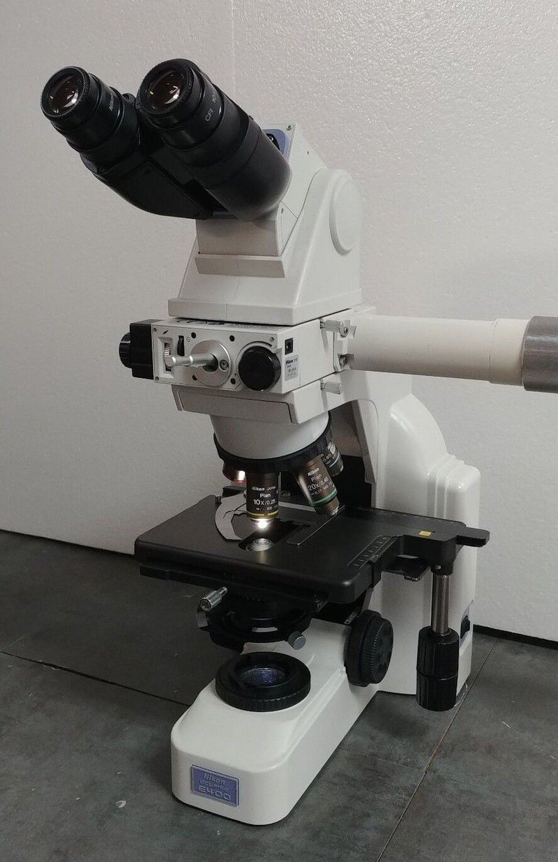 Nikon Microscope E400 with Dual Head Side by Side Bridge - microscopemarketplace