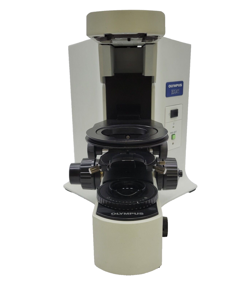 Olympus Microscope BX41 Stand w. Stage Bracket Fully Serviced - microscopemarketplace