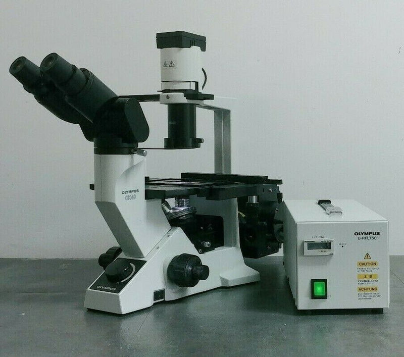 Olympus Microscope CK40 with Fluorescence, Phase Contrast, and Binocular Head - microscopemarketplace