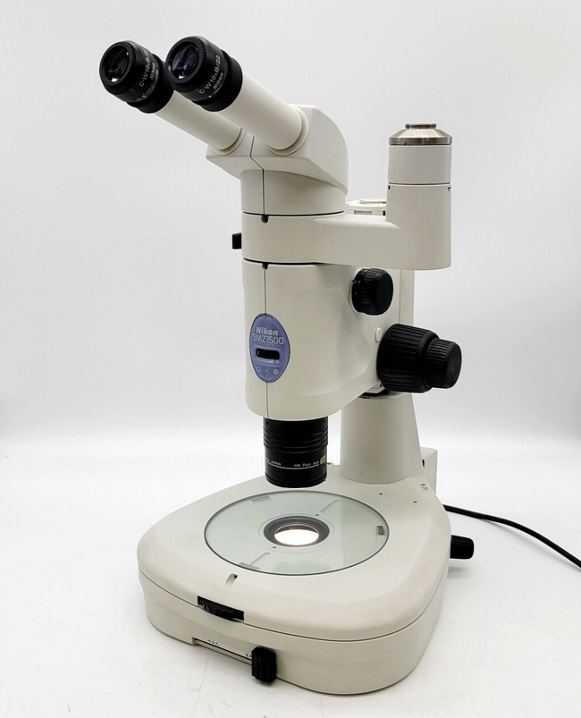 Nikon Stereo Microscope SMZ1500 w. Brightfield/Darkfield Transmitted Light Stand - microscopemarketplace