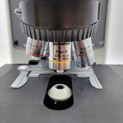 Olympus Microscope BX46 LED with Tilting Lift Ergo Head and 100x Objective - microscopemarketplace