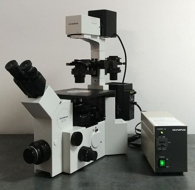 Olympus Microscope IX70 Dual Condensers w/ Fluorescence, Phase Contrast, and DIC - microscopemarketplace