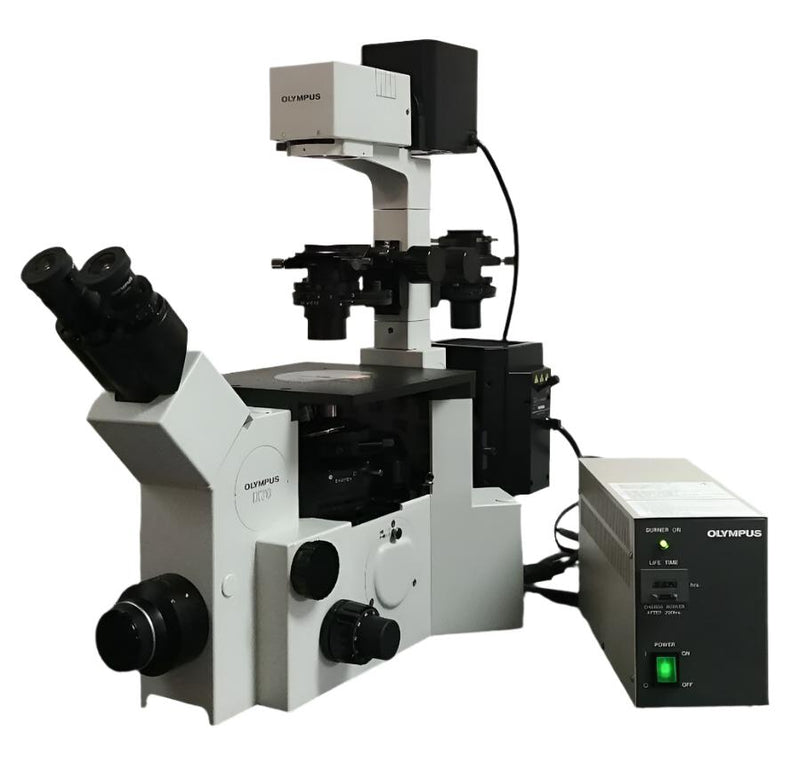 Olympus Microscope IX70 Dual Condensers w/ Fluorescence, Phase Contrast, and DIC - microscopemarketplace