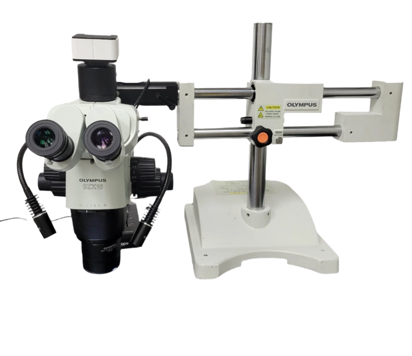 Olympus Stereo Microscope SZX16 with Trinocular Head, Camera, and Boomstand - microscopemarketplace