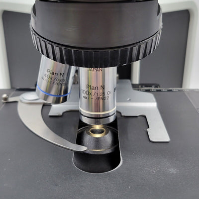 Olympus Microscope BX43 with Front to Back Bridge and 100x Objective - microscopemarketplace