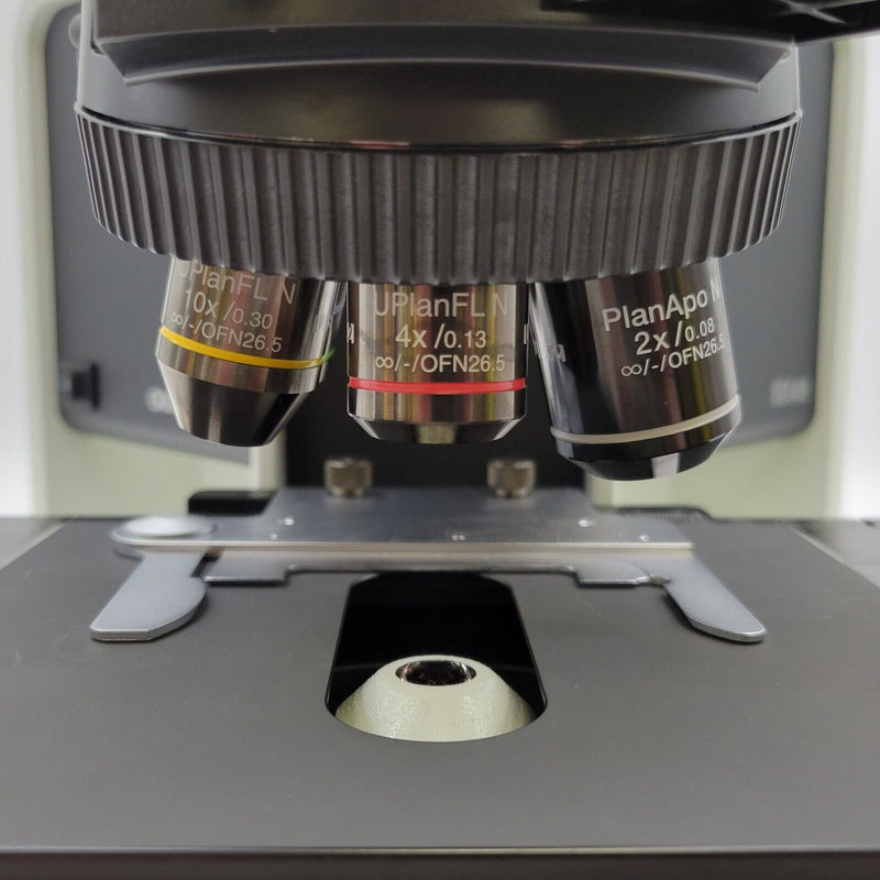 Olympus Microscope BX46 LED with Apo 2x, Fluorite Objectives and Trinocular Head - microscopemarketplace