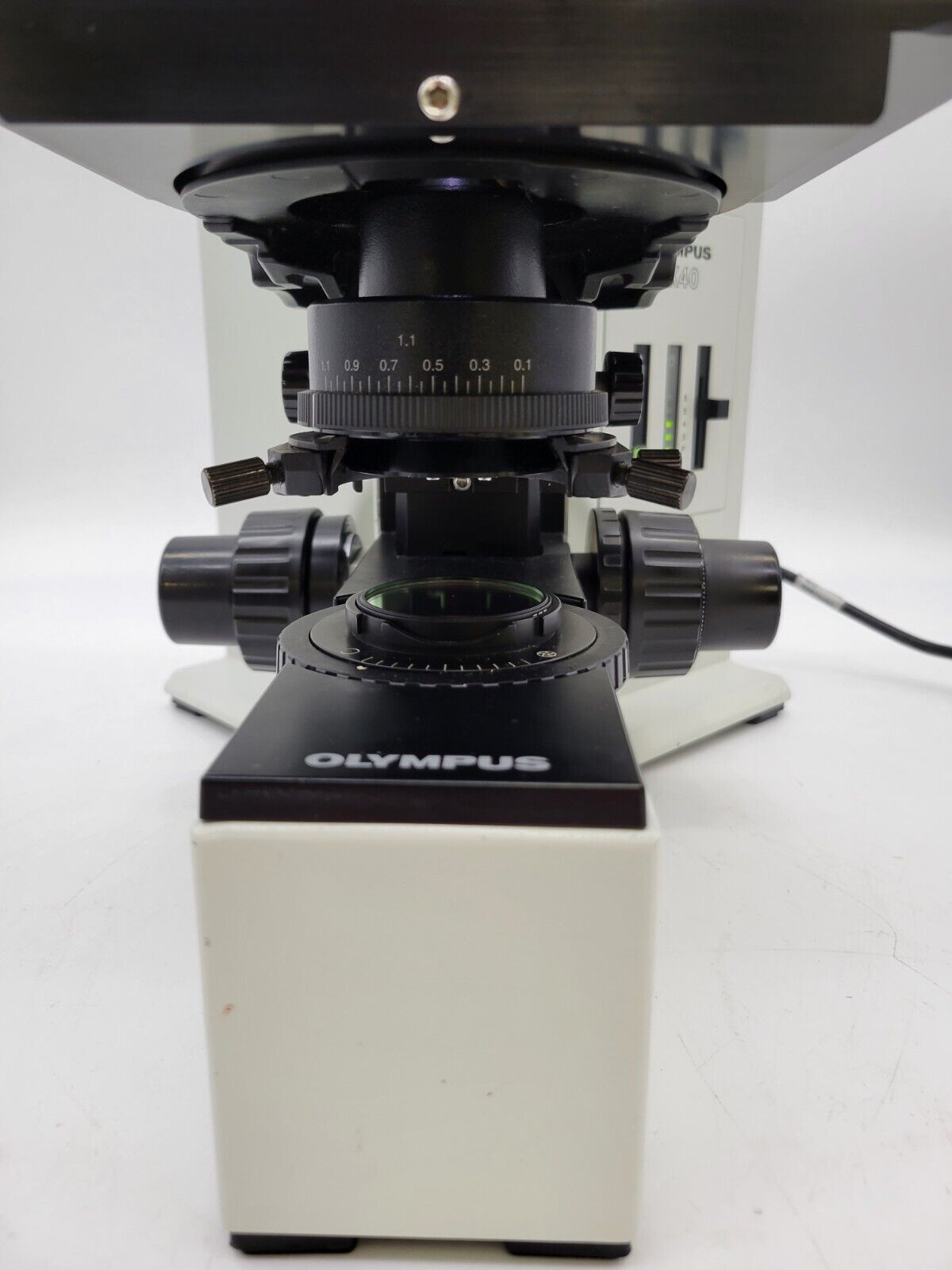 Olympus Microscope BX40 with Fixed Stage, Tilting Head, & 4x 10x 40x Objectives - microscopemarketplace