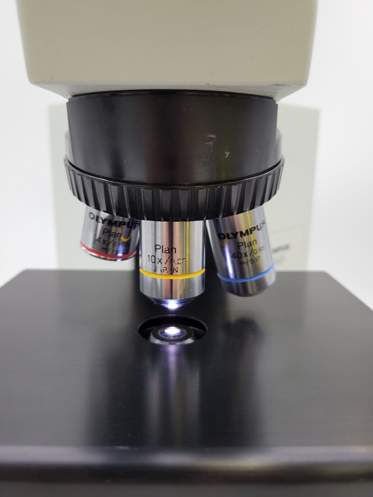Olympus Microscope BX40 with Fixed Stage, Tilting Head, & 4x 10x 40x ...