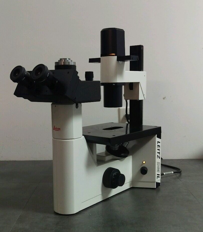 Leica Leitz Microscope DM IL Inverted with Phase Contrast and Trinocular Head - microscopemarketplace